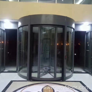 Three-wing glass revolving door